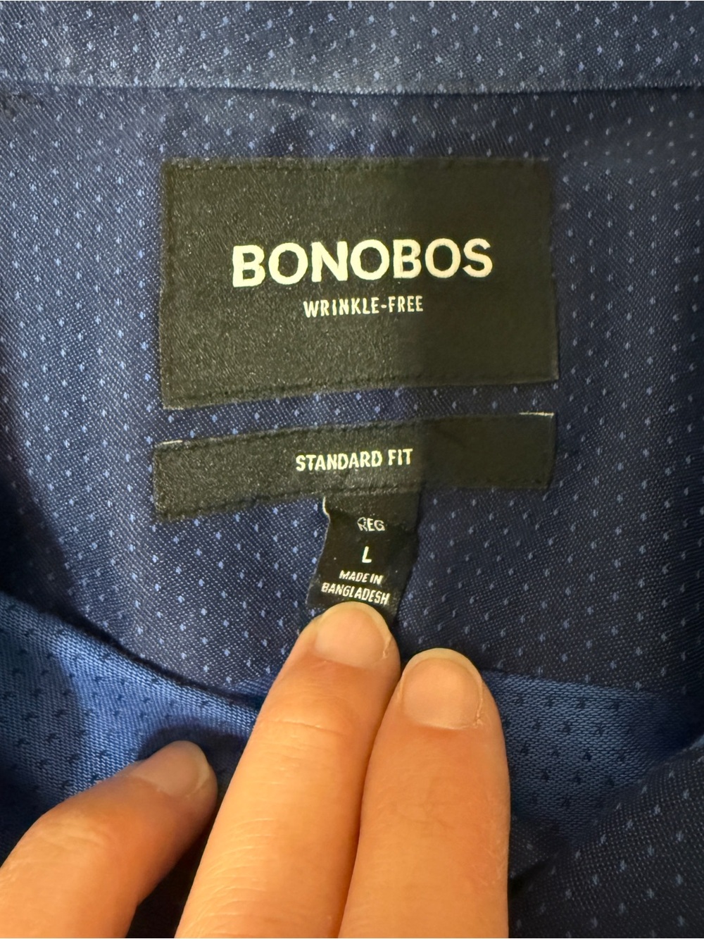 🦕Bonobos| Wrinkle-Free Standard Fit Blue Micro Dot Button Down Shirt Men’s Large - Picture 4 of 9